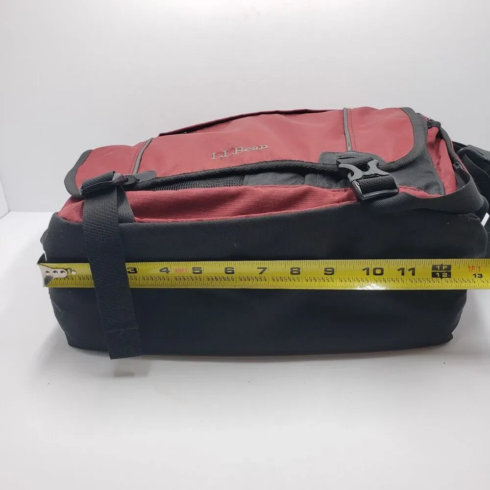 LL Bean Red Travel Messenger Bag Laptop Sleeve Carry On Organizer Crossbody